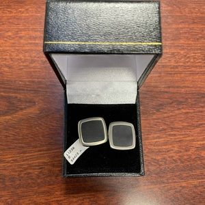 Black onyx and stainless steel cufflinks